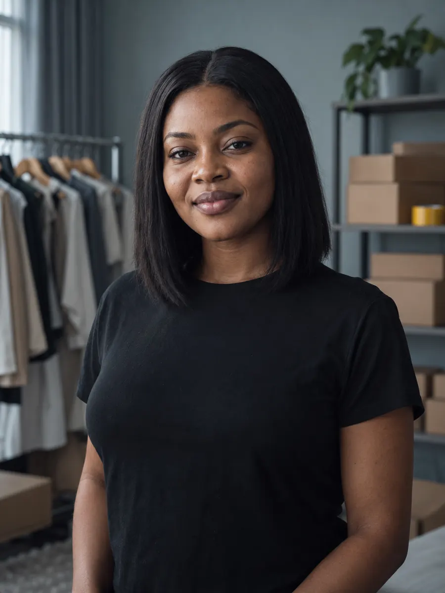 Portrait of Bisola Adewale in her home studio